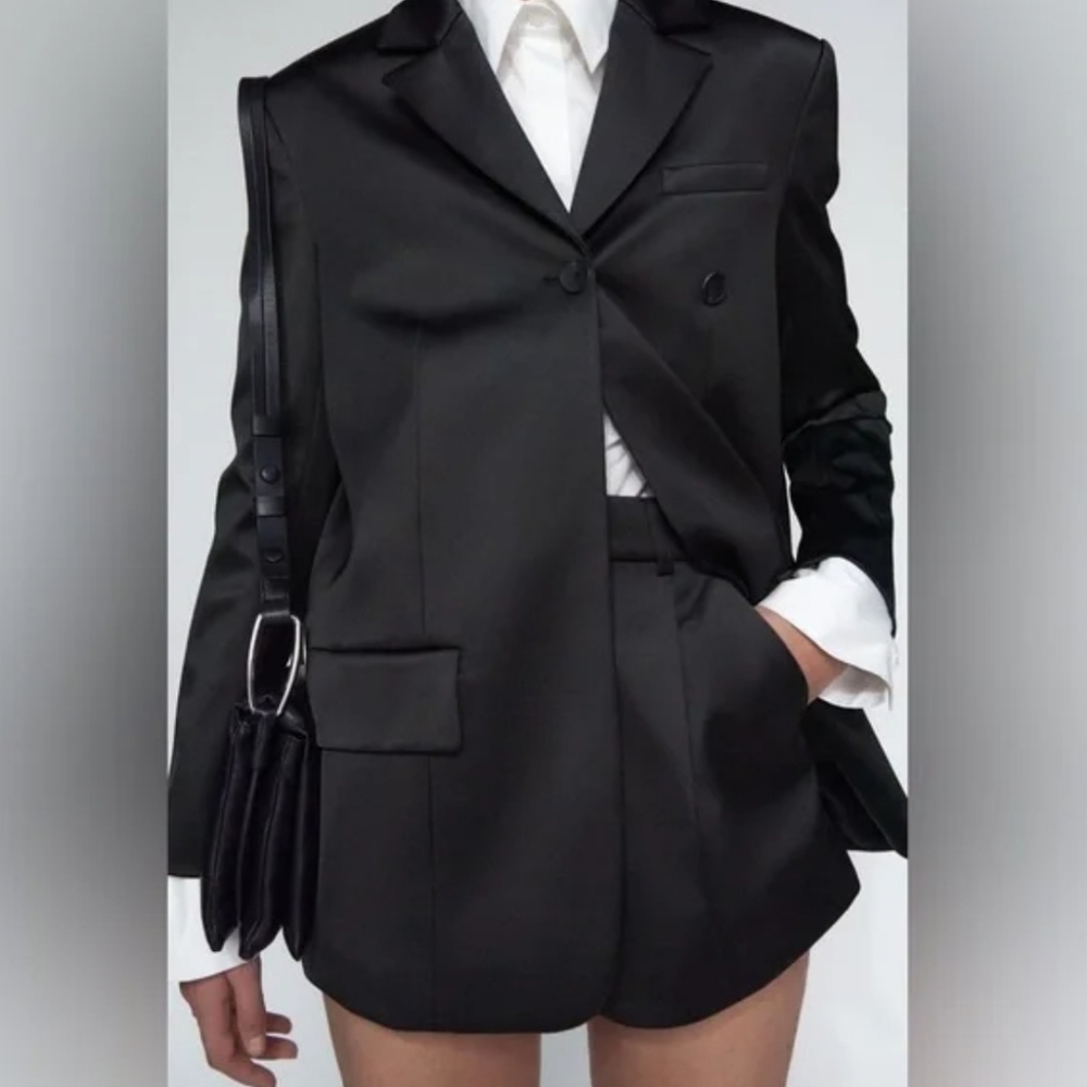 Zara Satin Blazer Black Size XS - Picture 9 of 16
